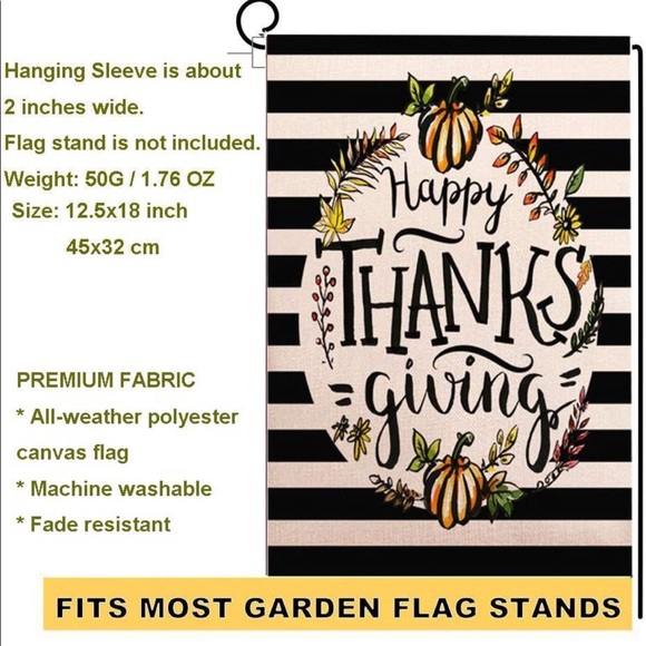 ZUEXT Welcome Thanksgiving Stripe Fall Garden Flag - Picture 5 of 7